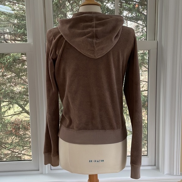 Y2K JUICY COUTURE LIGHT BROWN TERRY HOODIE JACKET WOMEN XL POCKETS FULL ZIP NWOT - Picture 3 of 4